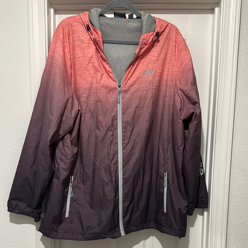 New Balance Red and Black windbreaker with Hood